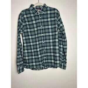 Relwen Flannel Shirt Mens Medium Green Plaid Fall Long Sleeve